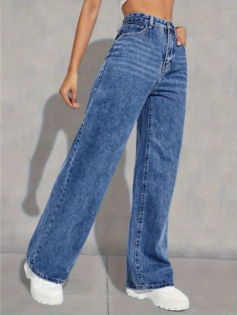 Flvsun-Wide Leg Jeans for Women Casual High Waist Baggy Jeans Denim Pants