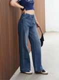 Flvsun-Women's High Waist Baggy Jeans - Vintage Wide Leg Denim