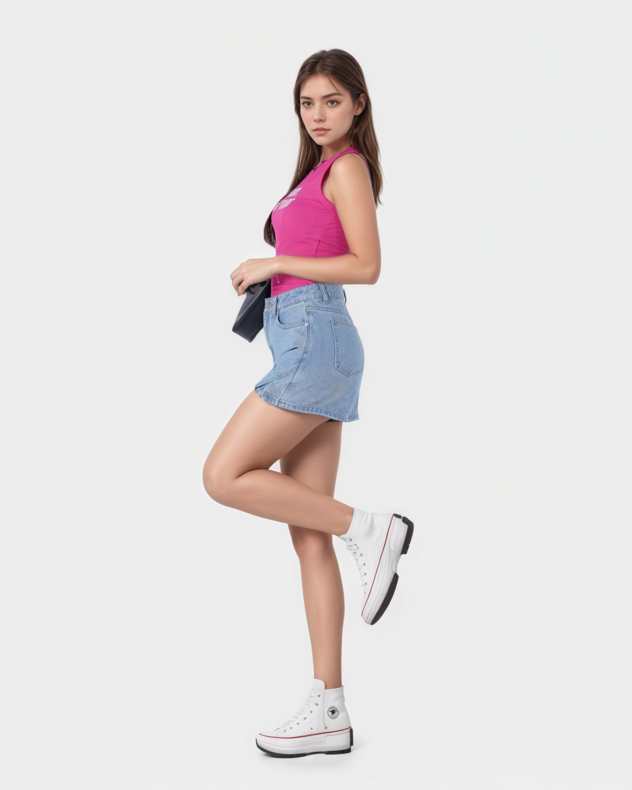 Flvsun Women's Denim Skort - High Waist Side Slit Shorts