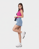 Flvsun Women's Denim Skort - High Waist Side Slit Shorts