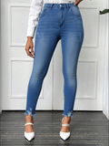 Flvsun-Plus Size Skinny Jeans for Women, High Waisted Stretch Jeans with Tummy Control, Butt Lifting Slimming Ankle Pants, Comfortable Fashion Denim