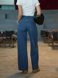 Flvsun-Womens Wide Leg High Waisted Sailor Jeans Trendy Cropped Baggy Denim Pants with Patch Pockets