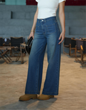 Flvsun-Womens Wide Leg High Waisted Sailor Jeans Trendy Cropped Baggy Denim Pants with Patch Pockets