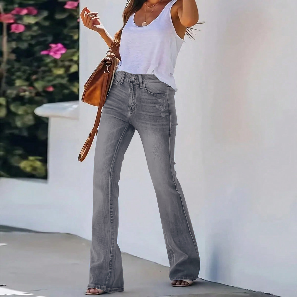 Flvsun-Women'S High-Waisted Wide-Leg Flared Jeans