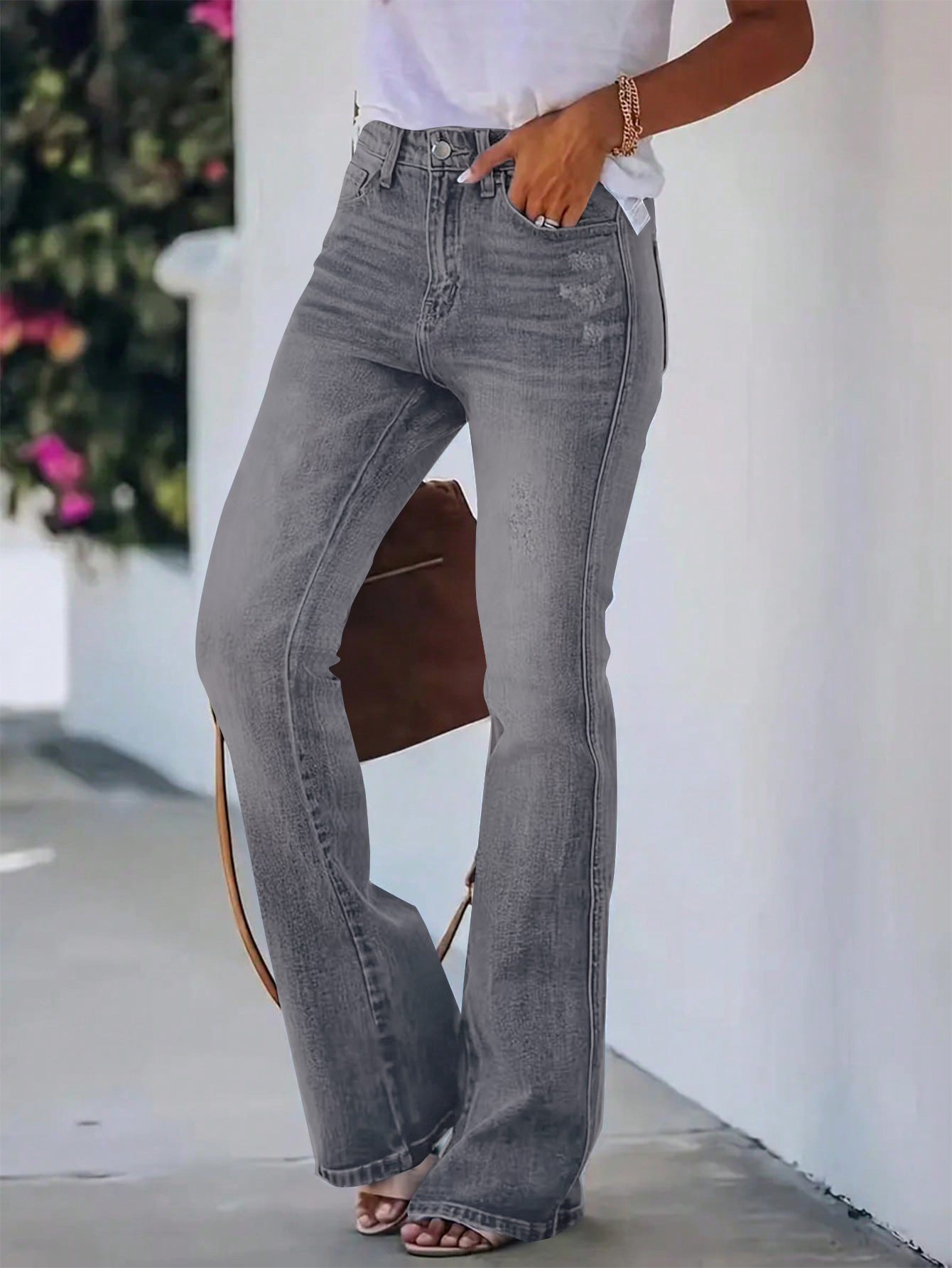Flvsun-Women'S High-Waisted Wide-Leg Flared Jeans