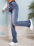 Flvsun-Women's High-Waisted Belly-Cinching Jeans - Stretch Skinny Pants with Drawstring Waist
