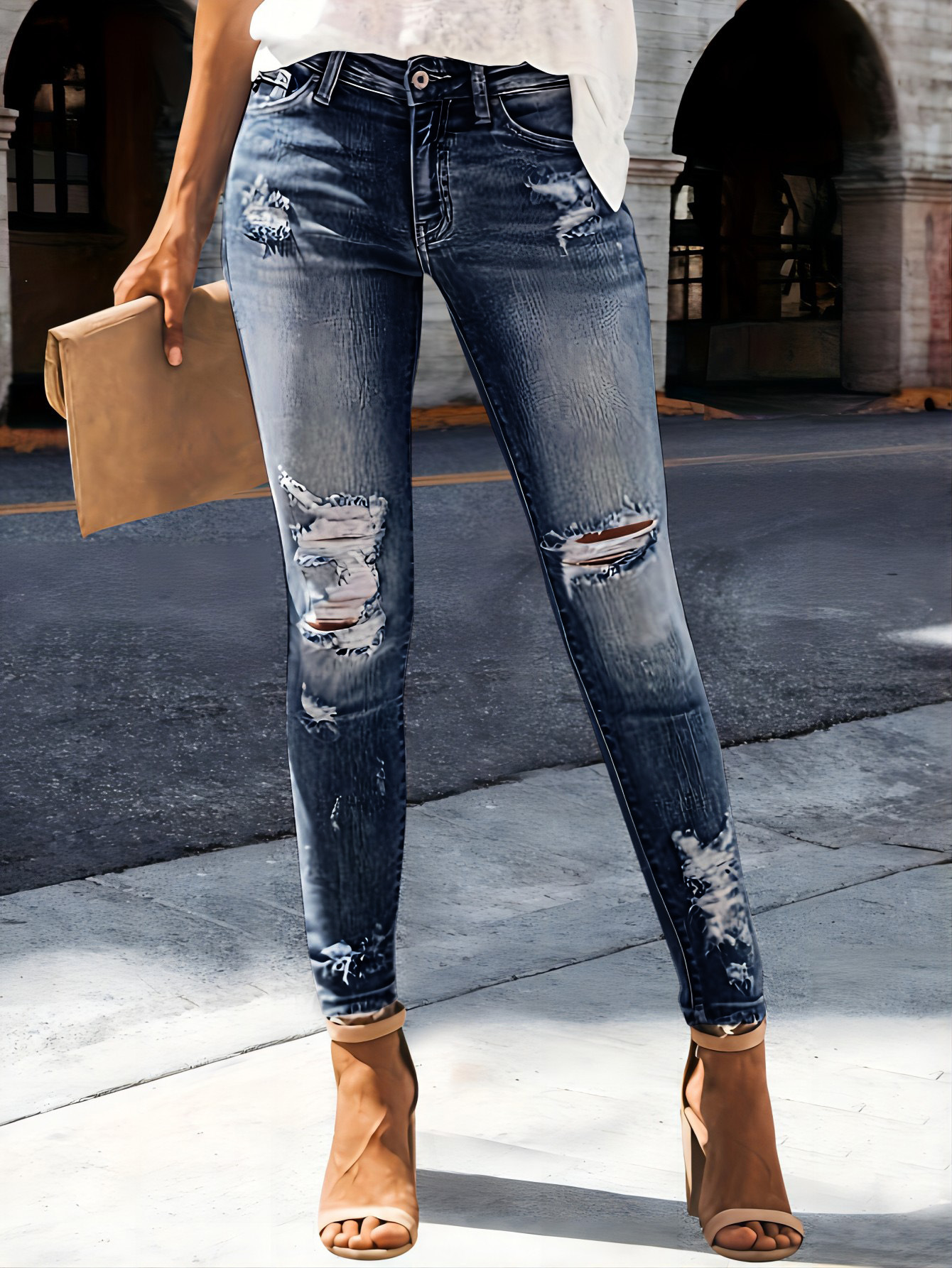 Flvsun-Women's Jeans Women's High Elastic Slim Fit Casual All-Matching Comfortable Jeans