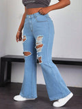 Flvsun-Plus Size Women's Mid-Rise Stretch Flare Pants - All-Season Comfort, Versatile & Figure-Flattering