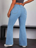 Flvsun-Plus Size Women's Mid-Rise Stretch Flare Pants - All-Season Comfort, Versatile & Figure-Flattering
