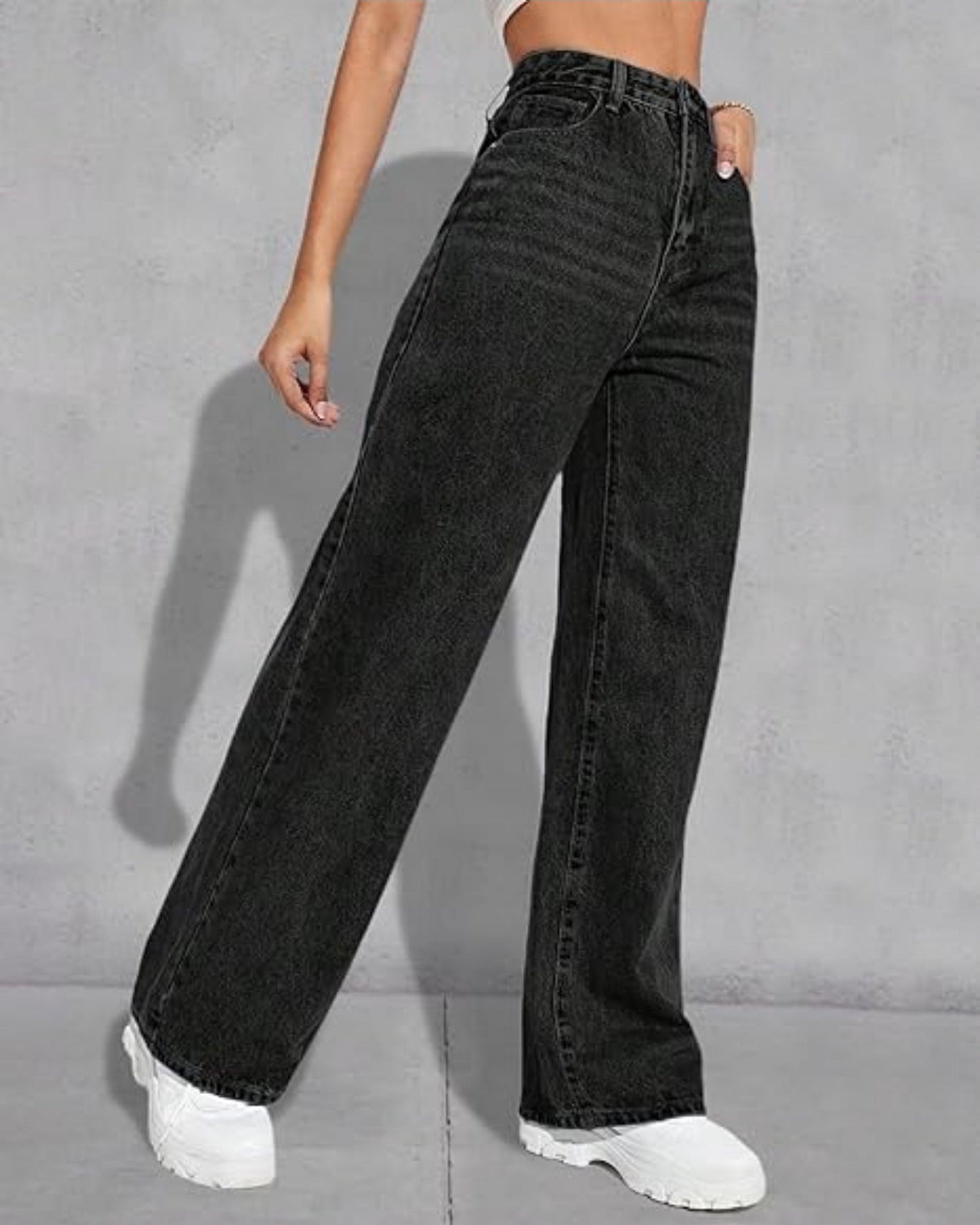 Flvsun-Wide Leg Jeans for Women Casual High Waist Baggy Jeans Denim Pants