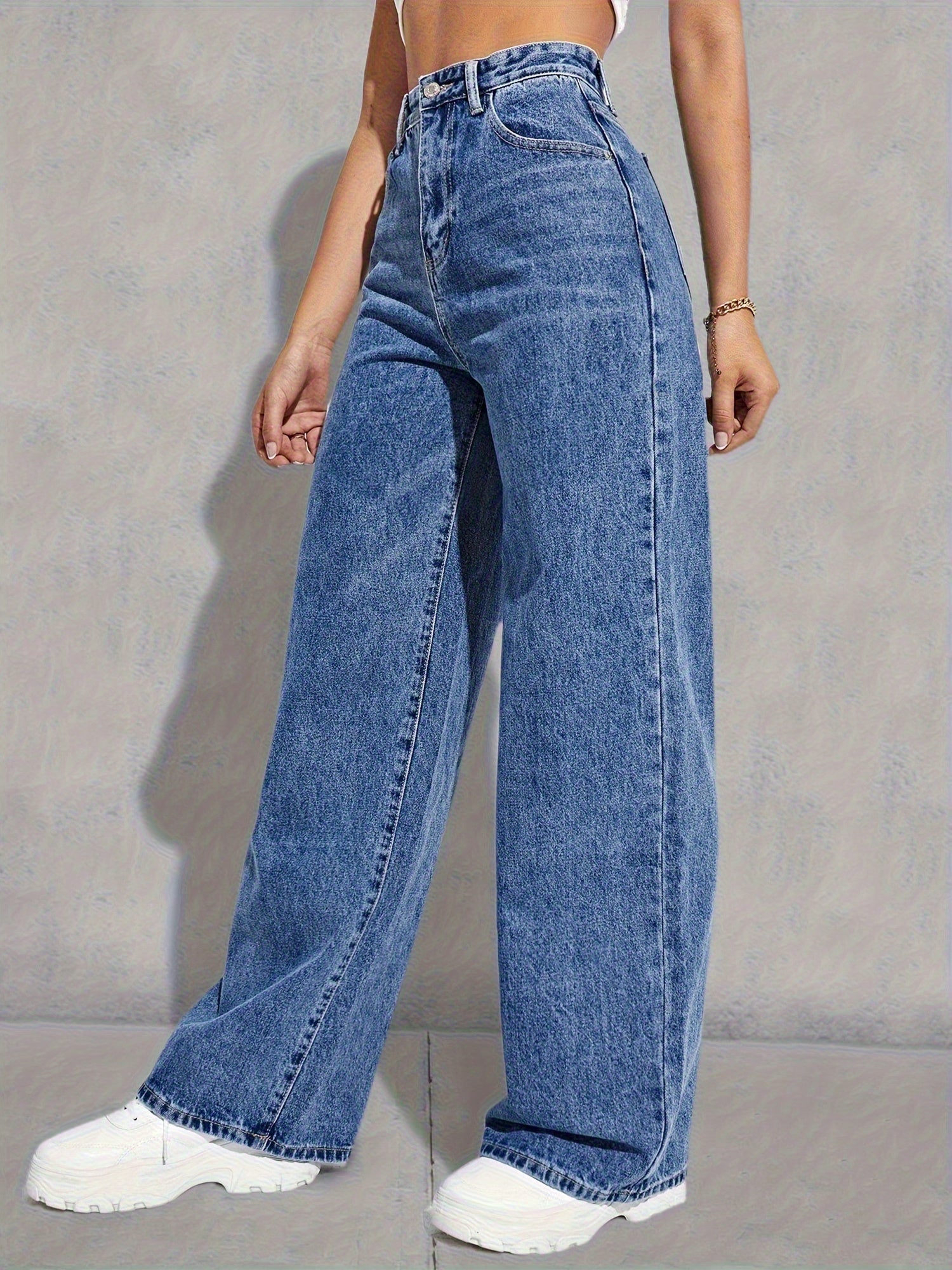 Flvsun-Wide Leg Jeans for Women Casual High Waist Baggy Jeans Denim Pants