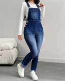 Flvsun-Women's Skinny Back Pants with Adjustable Straps - High-Stretch Denim, Classic Elegant Style