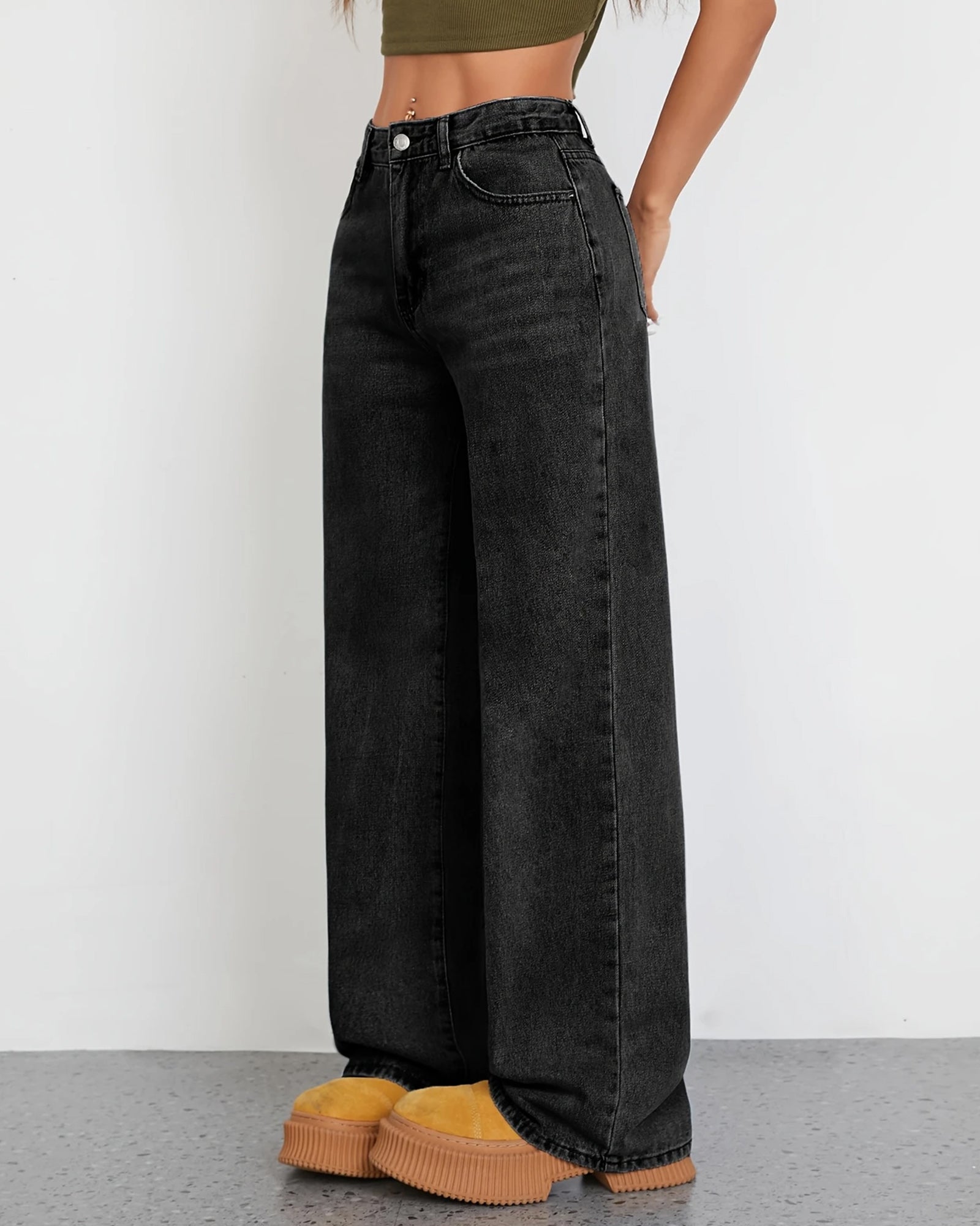 Flvsun-Wide Leg Jeans for Women Casual High Waist Baggy Jeans Denim Pants