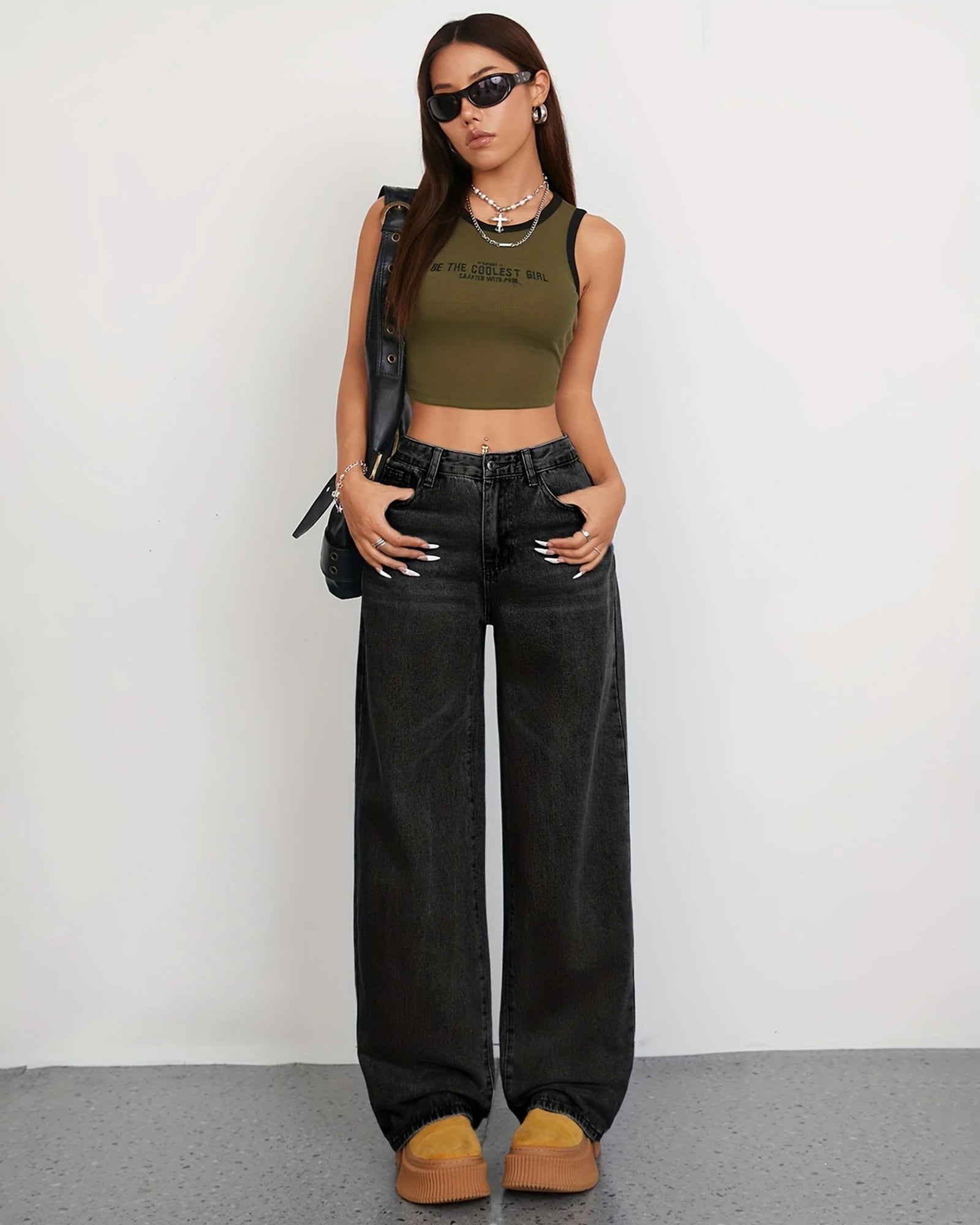 Flvsun-Wide Leg Jeans for Women Casual High Waist Baggy Jeans Denim Pants