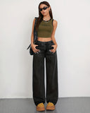 Flvsun-Wide Leg Jeans for Women Casual High Waist Baggy Jeans Denim Pants