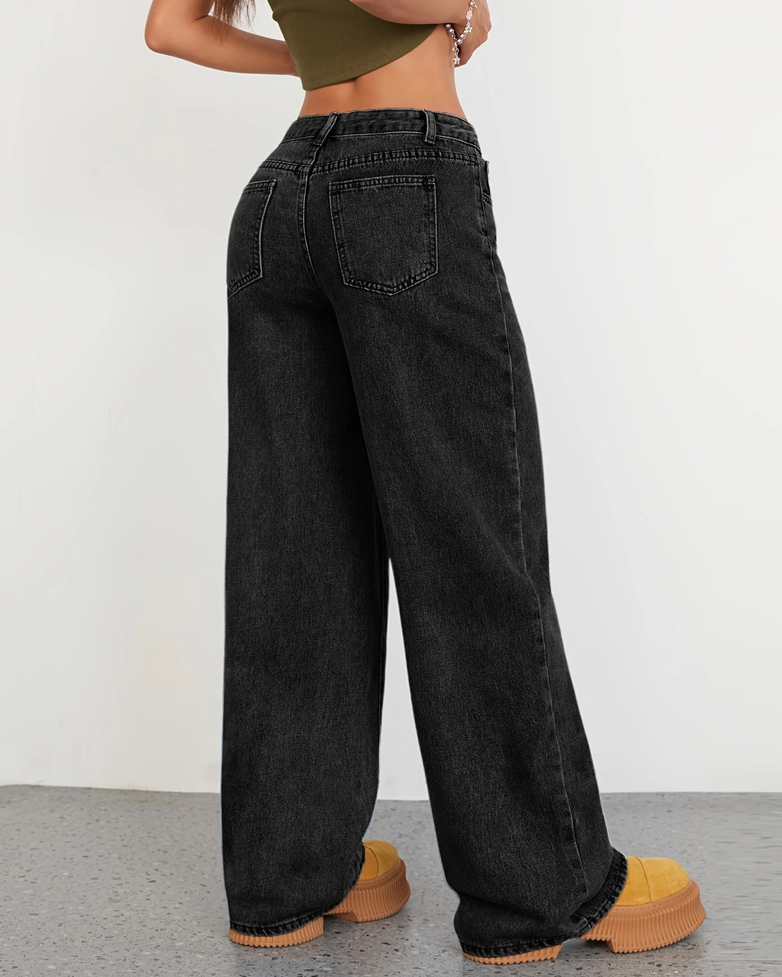 Flvsun-Wide Leg Jeans for Women Casual High Waist Baggy Jeans Denim Pants