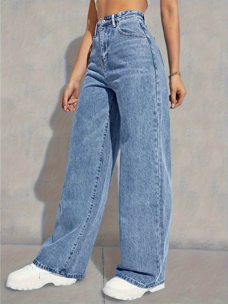 Flvsun-Wide Leg Jeans for Women Casual High Waist Baggy Jeans Denim Pants