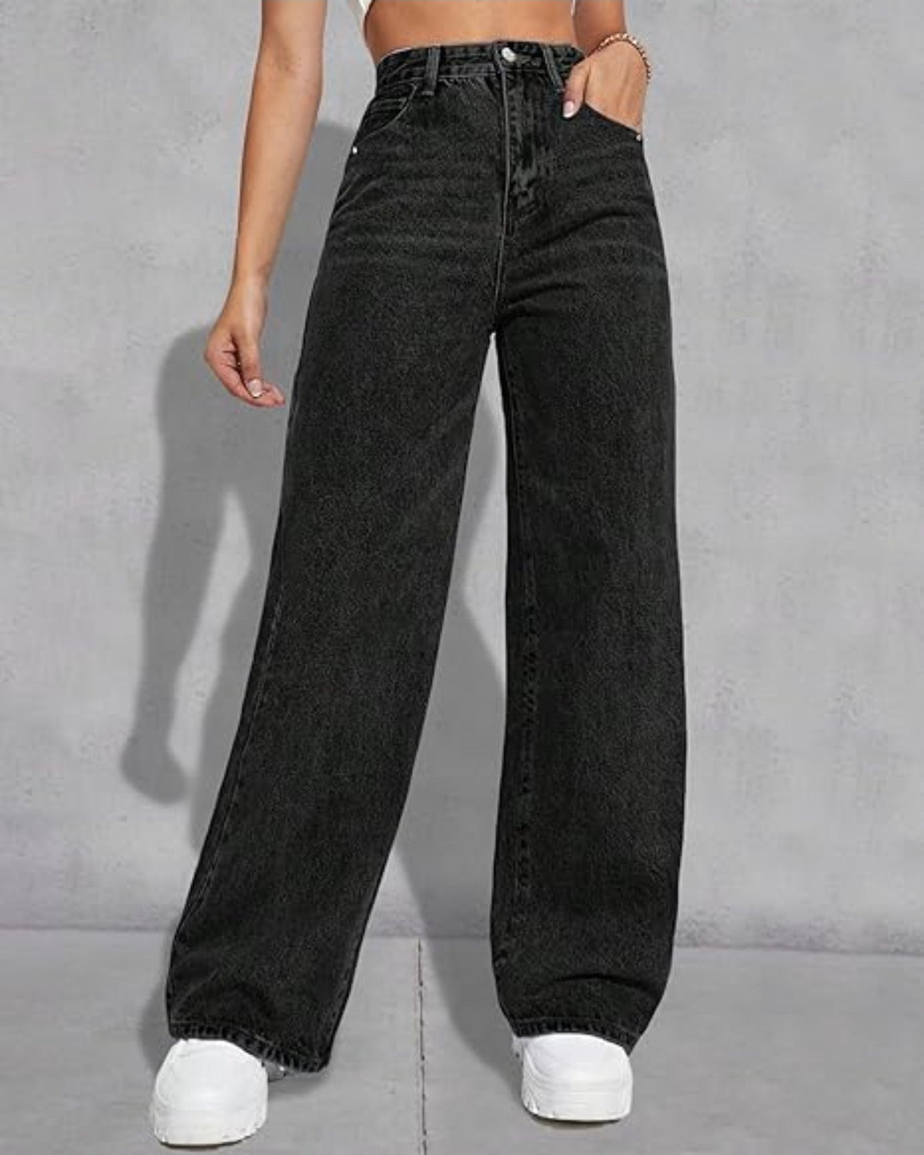 Flvsun-Wide Leg Jeans for Women Casual High Waist Baggy Jeans Denim Pants