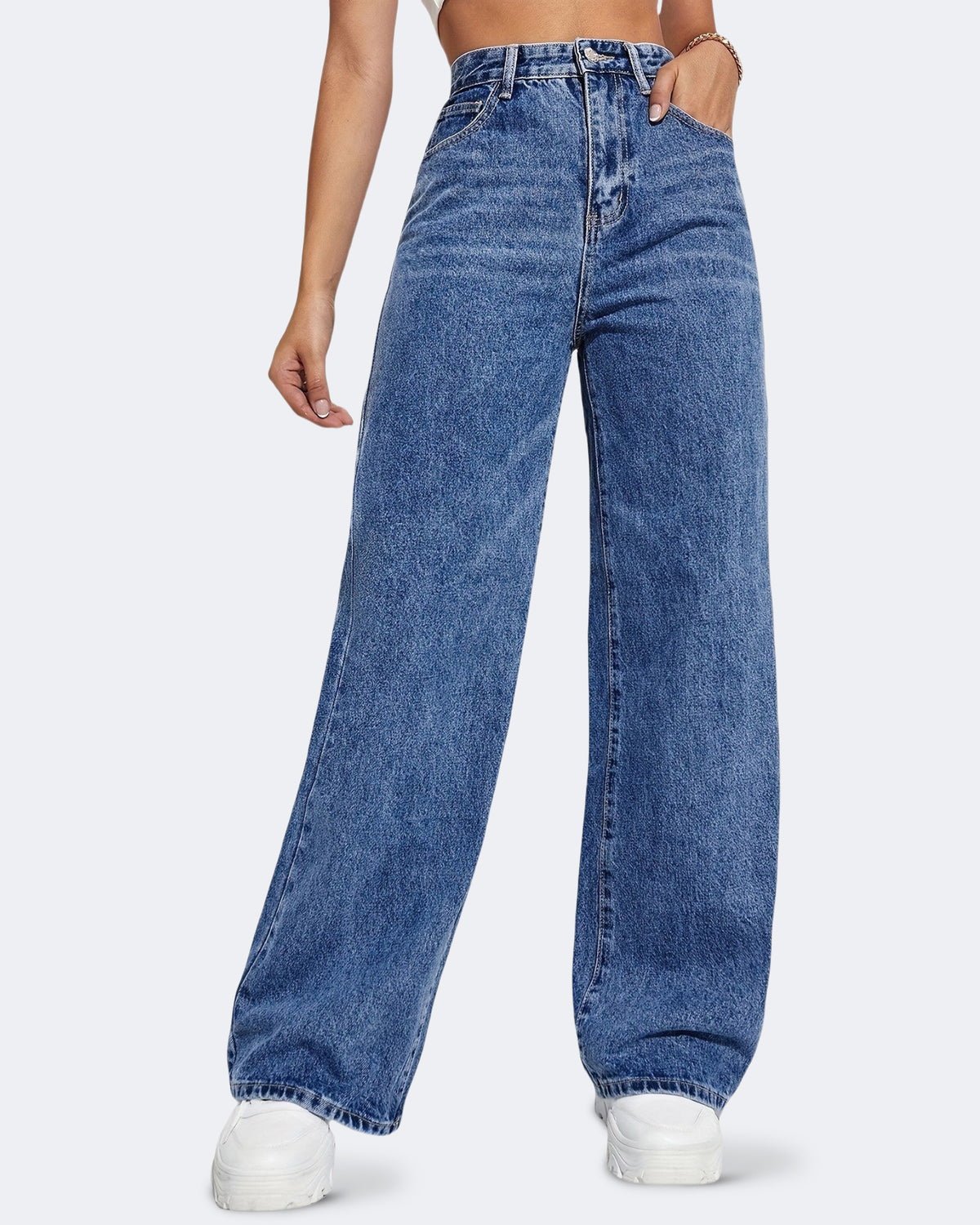 Flvsun-Wide Leg Jeans for Women Casual High Waist Baggy Jeans Denim Pants