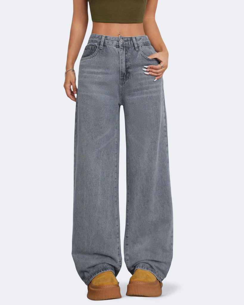 Flvsun-Wide Leg Jeans for Women Casual High Waist Baggy Jeans